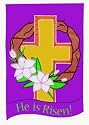 EASTER religious Lily CROSS He is Risen small GARDEN FLAG yard art banner NEW