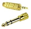 Stereo gold plated head phone earphone adapter plug jack 6.35mm  male-3.5mm female and 3.5mm male-6.35mm female - by Robin accessories