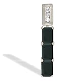 14K White Gold Genuine Emerald-cut Black Onyx and Diamond 3-Stone Pendant