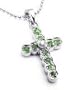 Platinum-Plated Sterling Silver Genuine Emerald and Diamond Accent Cross Pendant Necklace