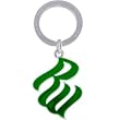 ROCAWEAR Green Silver Tone RW FLAME LOGO Keychain