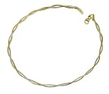 14K Two Tone Twist Omega Bracelet, 7.5