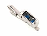 Rhodium plated tie clip with sand-time (Blue sands)