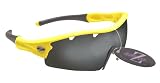 RayZor Professional Lightweight UV400 Yellow Sports Wrap Running Sunglasses, With a 1 Piece Vented Smoked Mirrored Anti-Glare Lens.