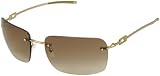 Gucci Sunglasses 1780/S, Rimless, Gold Frames/ Fade Brown Lenses/ Logo Frame