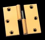Door Hinges Bright Solid Brass, Square, 3 x 3 LOR Hinge
