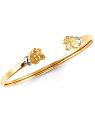 14k Yellow Gold Rabbit Bunny Baby Girl Bangle Bracelet