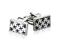 Patterned Black and White Enamel Silver Cufflinks with Gift Box