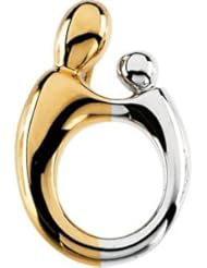 Two Tone Large Mother & Child Pendant 14K Gold Yellow With White 83156