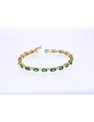 14K Yellow Gold Diamond/Emerald Bracelet