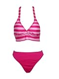Jag Striped 2pc Bikini w/ Halter Top & Full French Bottom