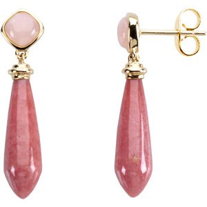 Jewelry Locker Genuine Pink Opal and Rhodonite Earrings