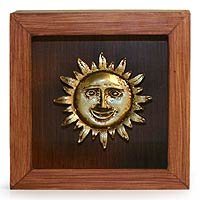 NOVICA Papier mache shadow box mask, 'Sun God Inti'