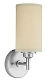 Forecast Lighting F1304-36 Embarcadero One-Light Wall Sconce with Vanilla Fabric Shades and Etched White Glass, Satin Nickel
