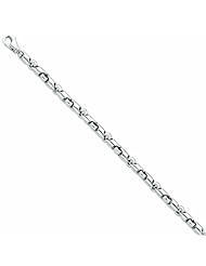 Genuine 14K Wg 5.5Mm 8.5In Solid Hand-Polished Fancy Link Bracelet 8.5 Inches 100% Satisfaction Guaranteed.
