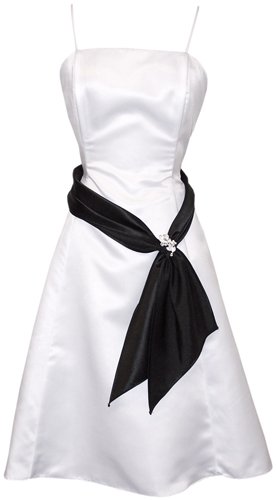 50′s Style Satin Prom Gown Holiday Party Cocktail Bridesmaid Dress with Black Sash – 2X