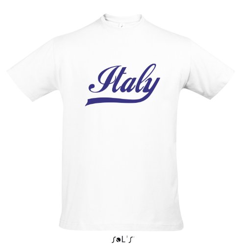 T-Shirt Italien Oldschool Italy LÄNDERSHIRT EM / WM FAN Trikot S-XXL , White – blau , L