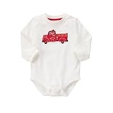 GYMBOREE(ジンボリー) ファイアー トラック ボディスーツ ホワイト ロンパース長袖 6～12ヶ月【並行輸入】