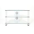 Demagio DM021-WG- Clear Glass and White Column Stand for LCD and Plasma TV - 800mm Wide, Recommended for Screen Sizes up to 32"