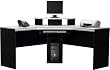 "L" Work Center in Alumicast Gray and Black By Ameriwood Furniture