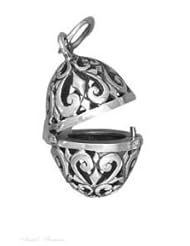 Sterling Silver 3D Openable Filigree Egg Charm