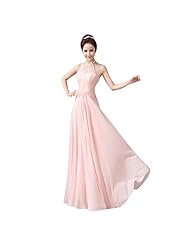 Chiffon Halter Lace Pleated Evening Dress/Bridesmaid Dress/Wedding Party Dress 