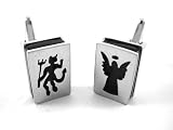 Kenneth Cole Reaction Red & Blue Enamel Angel/Devil Cufflinks