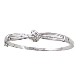 Sterling Silver Diamond Knot Bangle Bracelet (1/7 cttw)