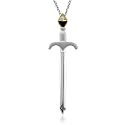 Men's 14k Gold and Silver Sword White Diamond Pendant Necklace - 0.05 carat