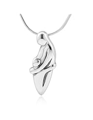925 Sterling Silver Mother and Child Hug 2-D Pendant Necklace 18, Gift for Mom Love Mom, Mothers day gift Jewelry for Mom and Daughter - Nickel Free