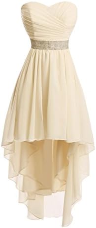 Chengzhong Sun Women High Low Lace Up Prom Party Homecoming Dresses Champagne