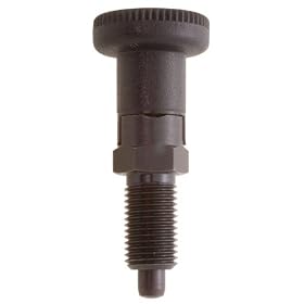 M10 x 1.0 x 17mm, End force - 16 Newtons, Steel, Metric, w/Black Plastic Knob, Locking Type w/ Shoulder, Index Plunger (1 Each)