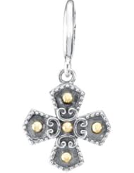 14K Yellow Gold Sterling Silver Cross Charm Pendant -16mm