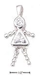 Sterling Silver April Bead Girl Charm With Clear CZ