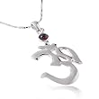 Sterling Silver Yoga, Aum, Om, Ohm, India Symbol with Amber Stone Pendant Necklace for Women and Men
