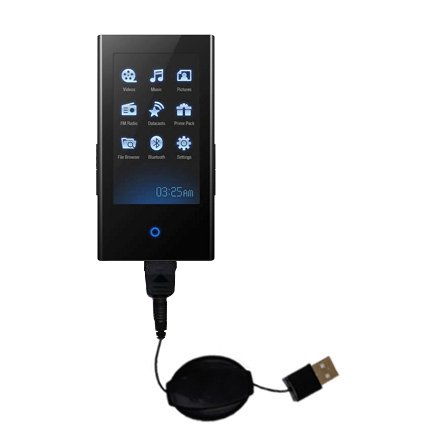 Retractable USB Cable for the Samsung P2 with Power Hot Sync and Charge capabilities - Gomadic Brand w/ TipExchange Technology