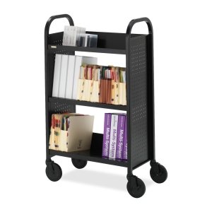 Bretford Single-Sided Book & Utility Cart, Three Shelves, 27w x 13d x 43h, Raven Black