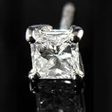 18ct White Gold Mens 20 Pts Princess Cut Diamond Single Stud Earring G Si1