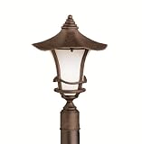31ROzrZ5MnL. SL160  Kichler Lighting Kichler 9954AGZ Cotswold 1 Light Outdoor Post Lantern, Aged Bronze with Weathered White Glass