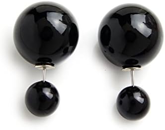 Pomelo Luxury Hot Sale Double Sided Pearl Beads Earrings Ear Studs Tribal Earrings (Black)