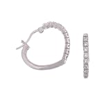 Sterling Silver Heart Shape Earrings with CZ Rim