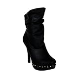 Slouch Studded Platform Boots Black
