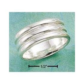 Plain Sr-726 : Sterling Silver Corrugated Wide Band Sizes 5-13