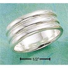 Plain Sr-726 : Sterling Silver Corrugated Wide Band Sizes 5-13 Ring Size 12