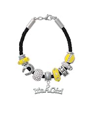 Large "Its a Girl" on a Yellow Love & Luck Beaded Bracelet [Jewelry] Delight