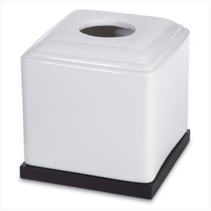 BLACK & WHITE CERAMIC TISSUE BOX