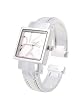 Geneva Platinum Polished Square Face Silver Watch��