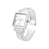 Geneva Platinum Polished Square Face Watch by Geneva