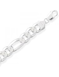 MMA Silver - 8 inch 350 Figaro Chain Bracelet
