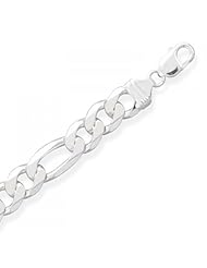 MMA Silver - 9 inch 350 Figaro Chain Bracelet